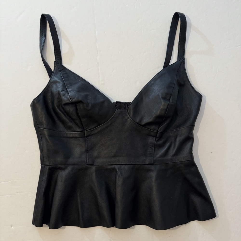 Rosa Cha Leather Bustier Peplum Top - Picture 4 of 9